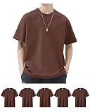 [SHOREKEEPER] インナーシャツ ５枚組 コームドコットン100% Tシャツ メンズ 半袖 ゆったり やわらか肌着 丸首 抗菌 防臭 無地 速乾 通気性 複数色選び 男女兼用 オールシーズン (JP, アルファベット, 2XL, チョコブラウン)