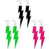 80年代ネオンイヤリング レディース レトロペンダント アクリル ドロップダングル 80年代風 パーティーアクセサリー 3組