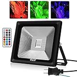 CLY 改良版 50W RGB投光器 LEDフラッドライト リモコン操作 16色イルミネーション 屋外照明 舞台照明 家庭用 看板灯 作業灯 演出ライト 防雨形(赤緑青)（2018改良版）