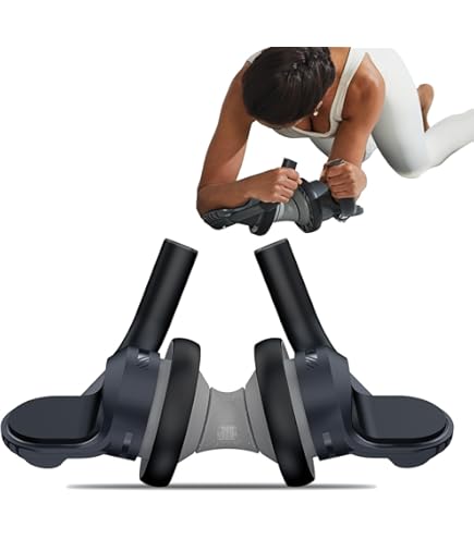 NNETM 1pc 4-Wheel Abdominal Roller With Automatic Rebound And Elbow Support Pads Black P0632932