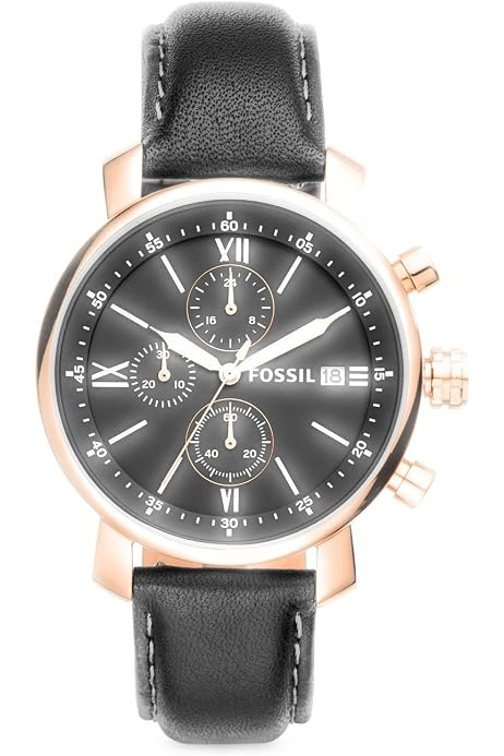 Fossil BQ1008 Men's Black Leather Strap 