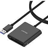 Unitek USB3.1 マルチカードリーダー 3スロット搭載 SD・TF/microSD・コンパクトフラッシュ/CFカードリーダー 3 枚同時に読み取り 高耐久アルミ合金 3in1外付けカードリーダー 高速 データ読取 データ移行 ケーブル長さ1