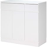 川口工器 リビング キャビネット サイドボード (白 ホワイト, キャビネット幅90cm) 完成品 日本製 リビング収納 21093