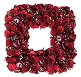 大橋新治商店 木の実のリース Natural Wreath リース スクエア25cm レッド 28-037