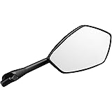 キジマ(Kijima) TECH(テック)03異形5角タイプミラー ブラック艶消し シルバー/ブラック アルミキャスト クリア鏡面 右側 正ネジ10㎜ ミラーサイズ85X140㎜(新基準面積対応) 203-8041