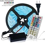 INIEIWO 5-Meter Waterproof Flexible Color Changing RGB SMD5050 300 LEDs Light Strip Kit with 44 Key 