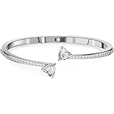 SWAROVSKI Women's Soul Heart Bangle Collection, Rhodium Finish, Clear Crystals