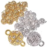 Anopono マグネットクラスプ 10mm エンドパーツ 紐留め アクセサリーパーツ ハンドメイド (ゴールド&シルバーセット（30個）)