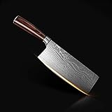 中華包丁 ダマスカス包丁 菜切り包丁キッチンナイフ 本格ドイツステンレス鋼 中華ナイフ 肉切り 野菜切り 切れ味よく 木製の柄 両刃包丁 業務用・家庭用 洋包丁