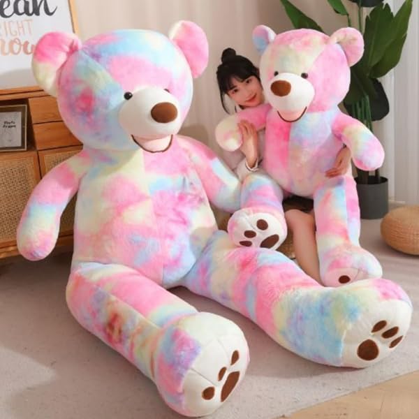 ぬいぐるみ くま 大きい クマ 大きなテディベアに感謝 ありがとうございます 感謝祭父の日母の日教師の日誕生日新年のプレゼント恋人クリスマスプレゼントぬいぐるみ くま クマ 熊 テディベア 抱き枕 クッション 特大 かわいい オシャレ お祝い (AA七彩色NEW, 100cm) - 1