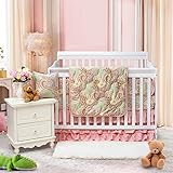 Brandreamペイズリーベビーbedding-cribキルトガールズ、エジプト綿100 %ソフト豪華な花柄子供部屋ベッドセット、耐久性通気性＆低刺激性、ピンク