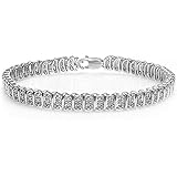 0.50 Carat (ctw) Sterling Silver Real Round Cut Diamond Ladies Tennis Bracelet