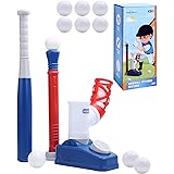 EagleStone 野球 おもちゃ 自動ピッチングマシーン 手動セットアップ キッズ野球セット 野球ボール6個 3連射 子供用野球練習 プラスチックバット ストレス解消 親子ゲーム スポーツゲーム 外遊び クリスマス 誕生日 プレゼント 新年 ハロ