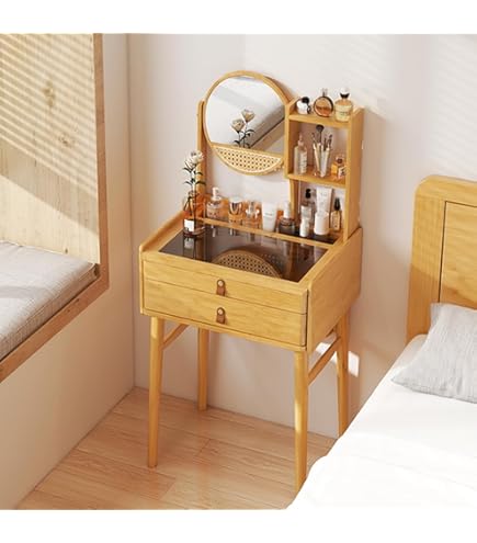 も*へ様 コンパクトドレッサー ナチュラル ミッドセンチュリー 化粧台 鏡台 2 Amazon｜ドレッサー コンパクト 鏡台 ミラー 鏡 一面ドレッサー デスク