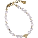 Baby Girls or Children's Sterling Silver Dainty Cultured Pearl Bracelet Accented with Silver Heart