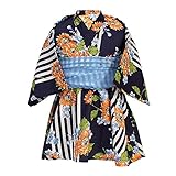 （オーシャンアンドグラウンド）Ocean＆Ground 浴衣ワンピース HIMAWARI&AJISAI キッズ 子ども服 女の子浴衣 簡単 花柄 あじさい ピンク 紺 130 ネイビー