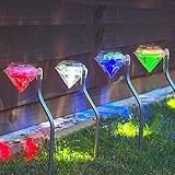 ZZHddソーラーライトガーデンライト ソーラー LED ダイヤモンドタイプ ガーデンライト LEDライト ソーラー 充電式 4本セット自動充電夜間自動点灯 屋外 玄関 照明 飾りカラフル アウトドア
