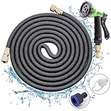 HUNDA 散水ホース 洗車 園芸 掃除 工事 ガーデン 散水用具 5m-15m 3倍伸び 8 散水 パターン 高耐久 高弾性 二つ転換蛇口付き 散水ノズル (ホース 5m)