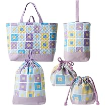 あじさいページ　レッスンバッグ　上履き袋　巾着　スクールグッズ Amazon.co.jp: アンジュスマイル 入園 入学 巾着袋 5点セット 【E】花B