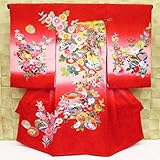 【金彩束ね熨斗・毬・金駒刺繍・赤】 女児　初着　祝着 のしめ 産着 女の子のお宮参り着物 高級 フードセットプレゼント付