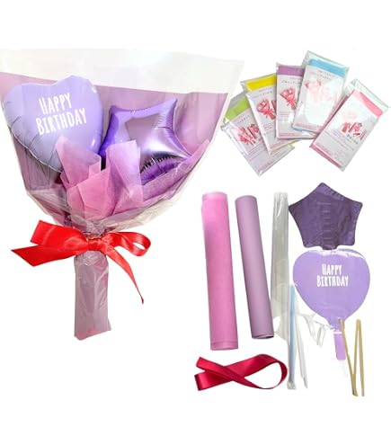 Amazon | パープルc【バルーンブーケキット】パープル「congrats！」紫