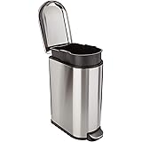 Amazonベーシック ゴミ箱 長方形 ソフトクローズ スチール製 ふた付き スリム 40L つや消しステンレス
