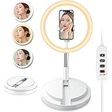 LEDリングライト 折リたたみ一体式 高安定性 外径11.4インチ 撮影用 高輝度 自撮りライト3色モード10段階輝度調整 51cm～171cm 伸縮スタンド 組み立て簡単 収納便利 卓上地面両用 YouTube・TikTok・Zooｍ・生放送・化粧