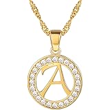 [Suplight] ネックレス レディース 人気 ゴールド イニシャル アルファベット ペンダント メンズ ジルコニア アクセサリー
