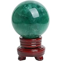 Amazon.co.jp: 水晶玉 水晶 丸玉 緑 天然緑色の蛍石水晶玉 完全