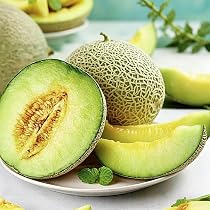 Amazon.co.jp: メロン 2Lサイズ 約1kg/玉 2玉組 高級 国産 旬 青肉 JA