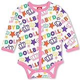 ベビードール ベビー肌着 バラエティデザイン 7分袖ボディスーツ型 子供服 80 ソフトピンク/カラフル総柄