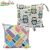 Ohbabykaおむつポーチ マルチポーチ おむつ入れ おしりふき オムツポーチ 出産祝い 消臭＆抗菌 折りたたみ 簡単収納 おしりふきケース おしりふきポーチ2点セット (NPG0408)