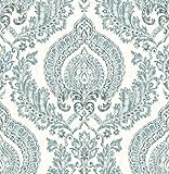 NuWallpaper NU1702 Kensington Damask Blue Peel & Stick Wallpaper [並行輸入品]