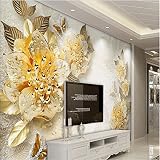 Sproud 大規模なカスタムの壁紙の金高レベルのダイヤモンドの宝石類の花をリビングルームのソファベッドルームの背景の壁 400 Cmx 280 Cm