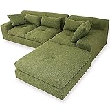 ソファ ソファー ローソファー カウチソファ 3人掛け クッション 5個付き シーダーグリーン