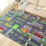 子供ゲームパッド キッズマット交通道路 子供 遊びマットカーペット 子供部屋 キッズ ラグ マット 道路交通 カーペット プレイマット 洗える キッズラグ 子供部屋 キッズマット ラグ キッズルーム リビング 子供用 80x120cm