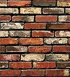 SOOMJ【DIY 壁紙シール】　レンガ　かんたん貼付シールタイプ　45cm×10m リフォーム ウォールステッカー 防水 アンティークライトブラウン
