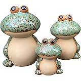 [S.T.S.G] カエル 置物 オブジェ インテリア オーナメント 装飾 陶器 オブジェ 雑貨 飾り プレゼント 縁起物 風水 玄関 オーナメント (カエルの家族(緑))