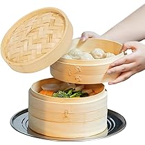 Amazon | kaitou せいろ 2段 蒸し器 中華セット 天然竹 蒸篭 蓋 Amazon | kaitou せいろ 2段 蒸し器 中華セット 天然竹 蒸篭 蓋