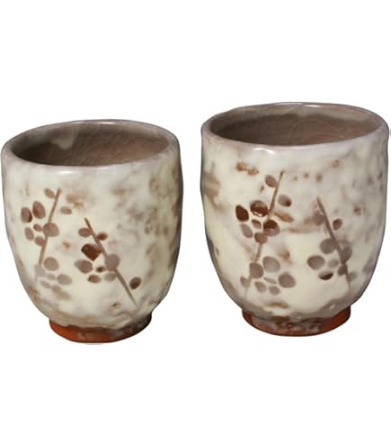 Amazon｜京焼 清水焼 陶あん窯 お茶呑茶碗 ペア 花結晶 (白地青