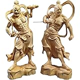 仁王像 置物 金剛力士 木彫り 桧木（ヒノキ）仏像コレクション 阿形・吽形2種セット(Size:高さ30cm)