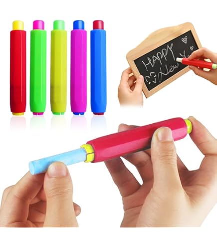 Utron 18 Colors Dustless Chalk Set For Kids - Non-Toxic Washable Colored Chalk With Pen Sleeves, Eraser, Perfect For Chalkboards & Doodling