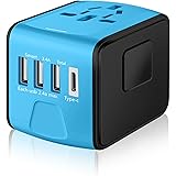 Travel Adapter Worldwide,SAUNORCH Universal International Power Plug Adapter W/2.4A 3xUSB-A and 3.0A Type-C Wall Charger, Eur