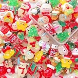 TANOKOX デコパーツ クリスマス クリア 大きめ ミニチュア レジンパーツ 手芸 クラフト（透明クリスマス 30個入）