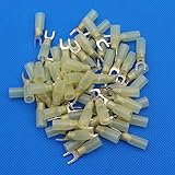 Raogoodcx 60pcs Nylon Insulated Heat Shrink Butt Fork Wire Electrical Crimp Terminal Connector (Yell