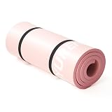 YUREN ヨガマット 厚め 12mm/20mm トレーニング エクササイズ ストレッチ 筋トレ 防音マット キャリーストラップ付 195x61CM (薄いピンク, 20mm)