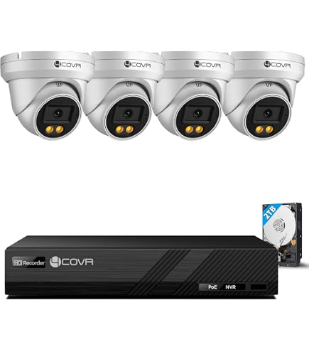 Amazon.co.jp: 4COVR 防犯カメラ PoE給電 有線 バレット型 500万画素 4