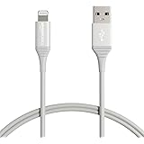 Amazon Basics ABS USB-A to Lightning Cable Cord, MFi Certified Charger for Apple iPhone, iPad, 20,000 Bend Lifespan - Silver,
