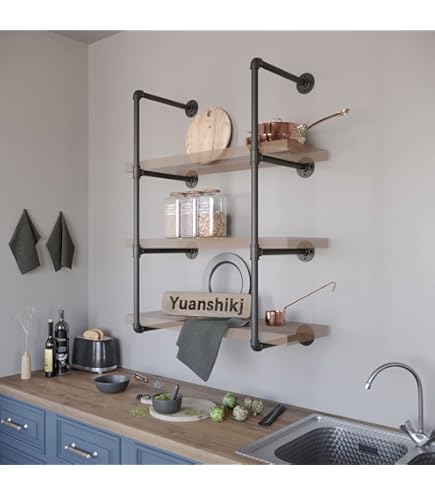 Amazon｜5段 工業用 壁取り付け 鉄パイプ棚 棚 ブラケット