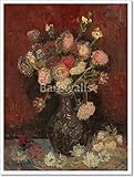 花瓶with Chinese asters and gladioli用紙印刷壁アート 24in. x 18in.